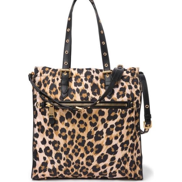 SOLD⛔️Authentic MOSCHINO leather/cotton cheetah print top zip tote/Crossbody - Picture 5 of 16